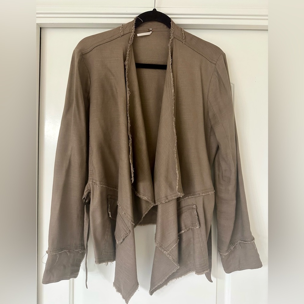 Free People Tan Utility Jacket with Waterfall Lapels